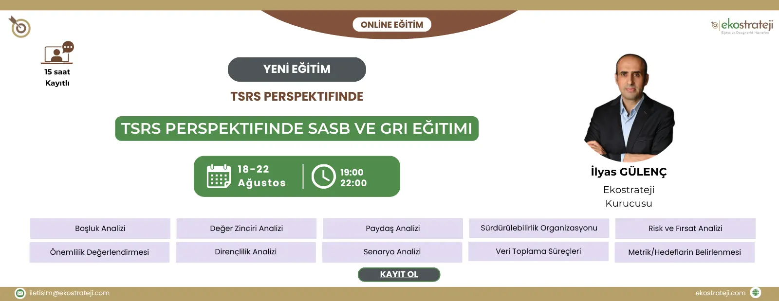 18-22 Ağustos TSRS Perspektifinden SASB ve GRI Eğitimi